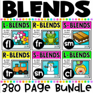 Consonant Blends No Prep Printables MEGA BUNDLE includes L Blends, R Blends and S Blends!